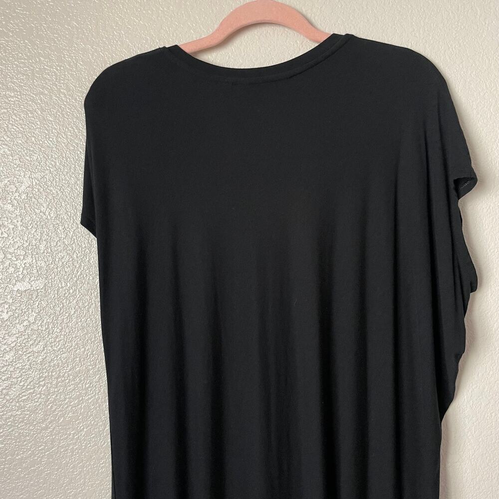 Athleta Dress Womens Small Black Draped Crew Neck Mini Jersey Knit Modal Stretch - Picture 7 of 10